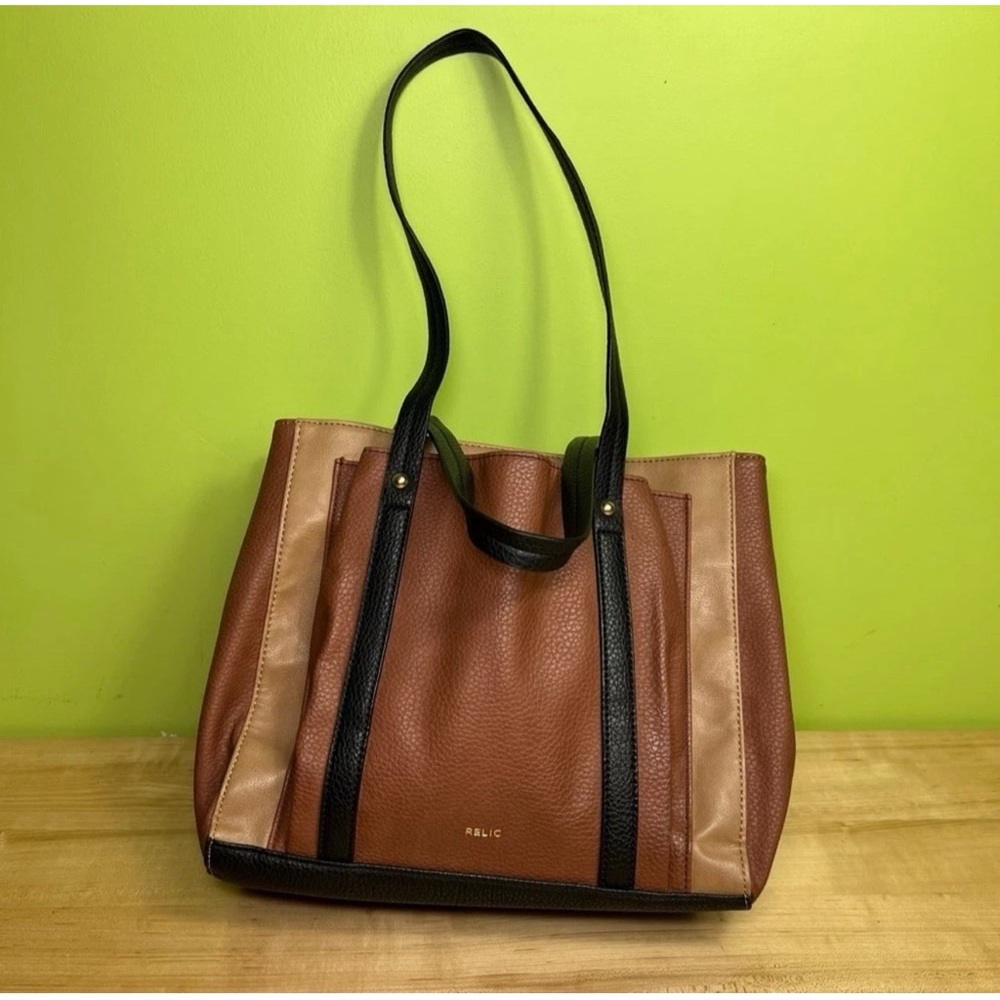 Relic Make Today Great Bag preppyOf Brown Snap Tote Purse Bag - Picture 2 of 11